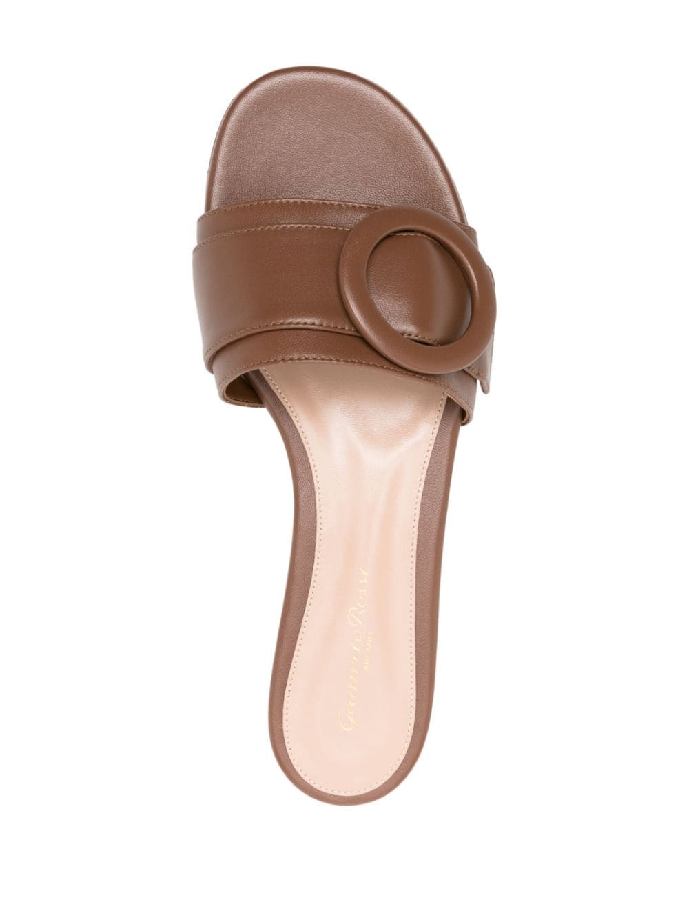 buckle-detail leather slides - 4