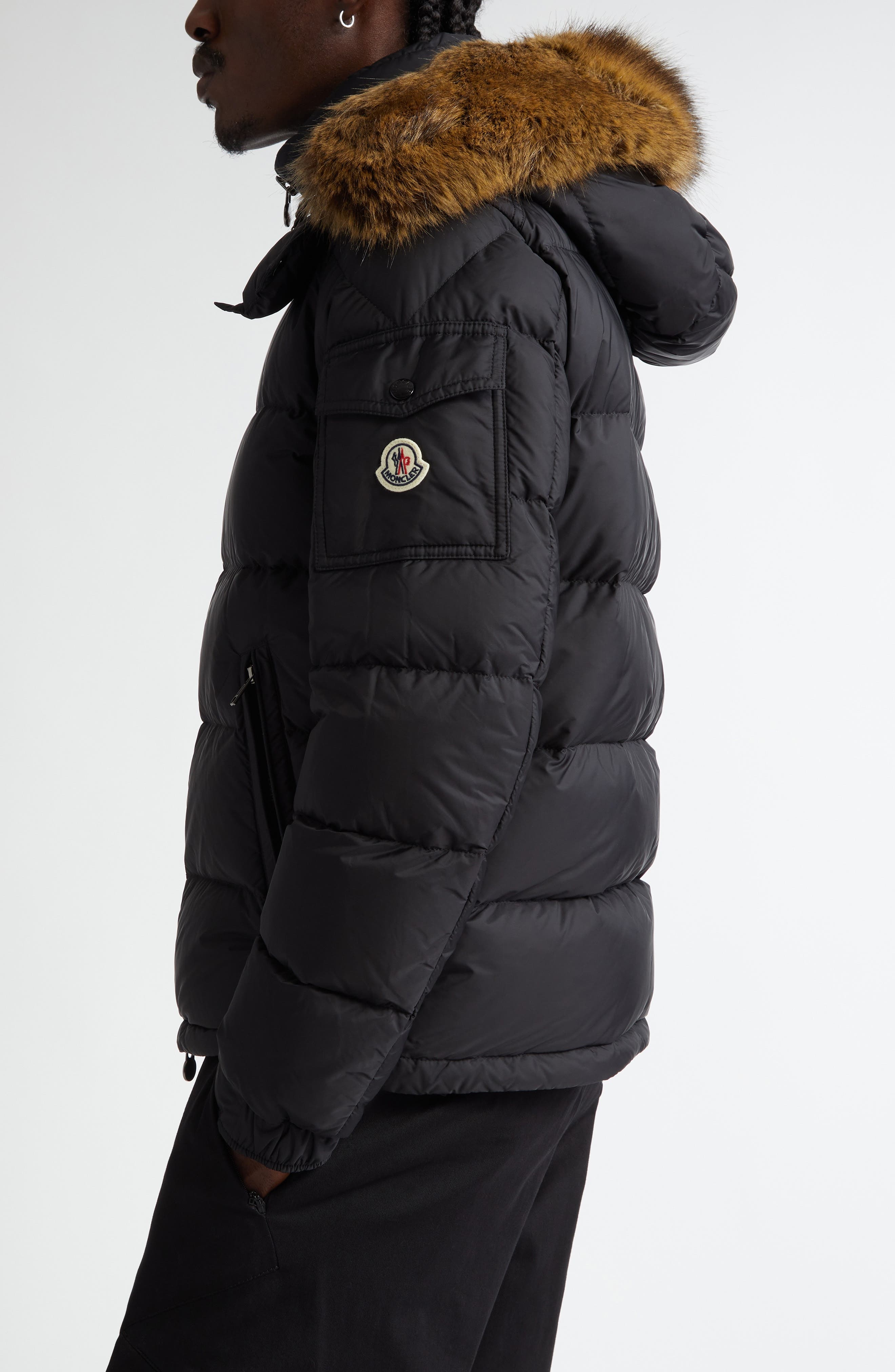 Moncler Mayaf Hooded Down Jacket with Faux Fur Trim in Black at Nordstrom - 3