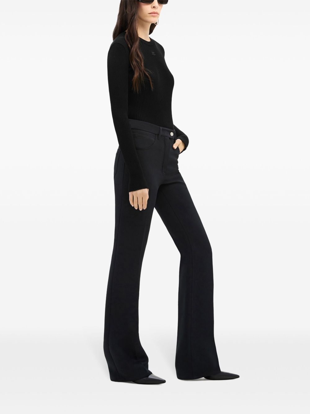 logo-embroidered ribbed jumper - 3
