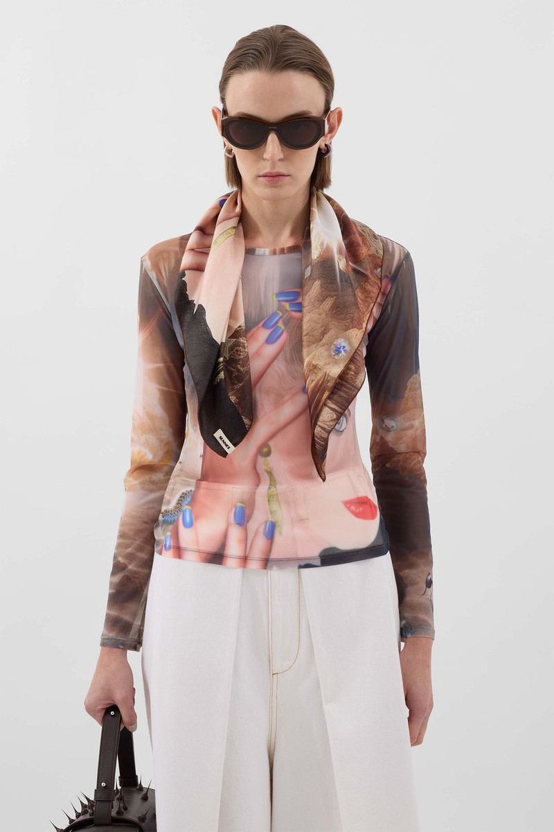 LONGSLEEVE SHEER TOP / Pascale print 1