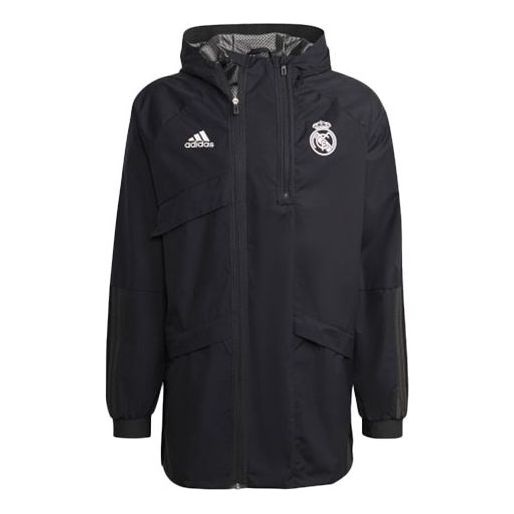 adidas Real Madrid Soccer/Football Hooded Jacket Black GR4275 - 1