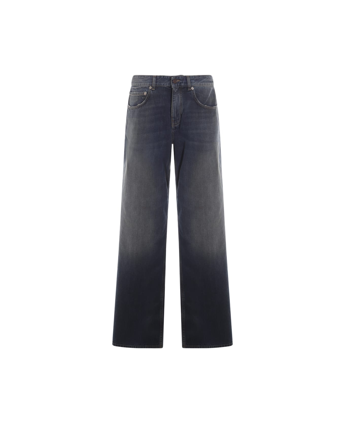 Dark Blue Cotton Denim Jeans - 1
