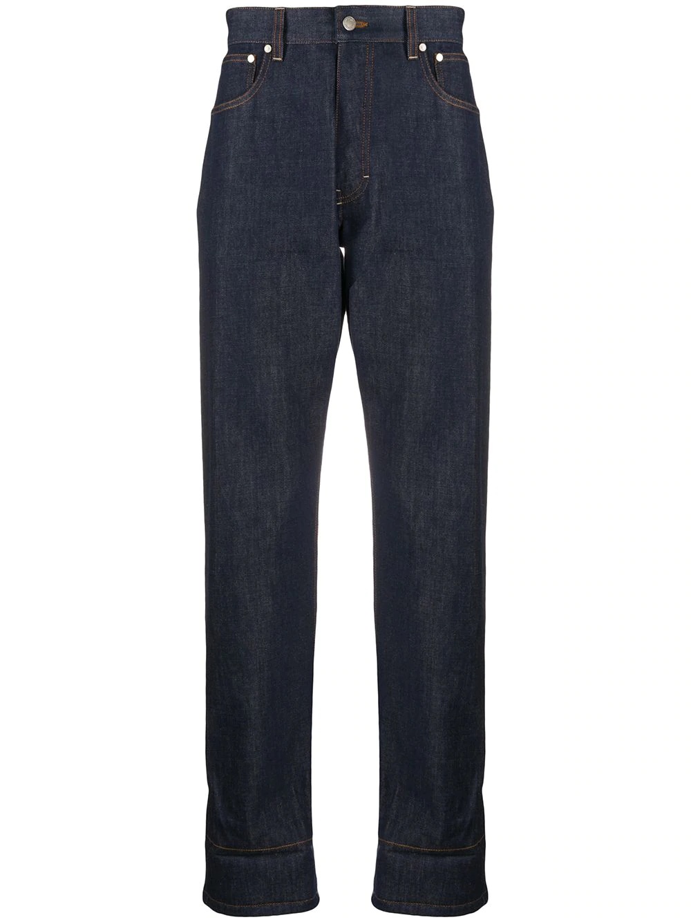 contrasting hem straight-leg jeans - 1