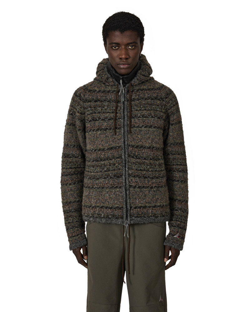 Fair Isle Felted Knit Zip Up Hoodie 1