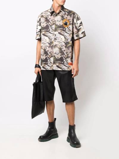 Heron Preston camouflage-print bowling shirt outlook