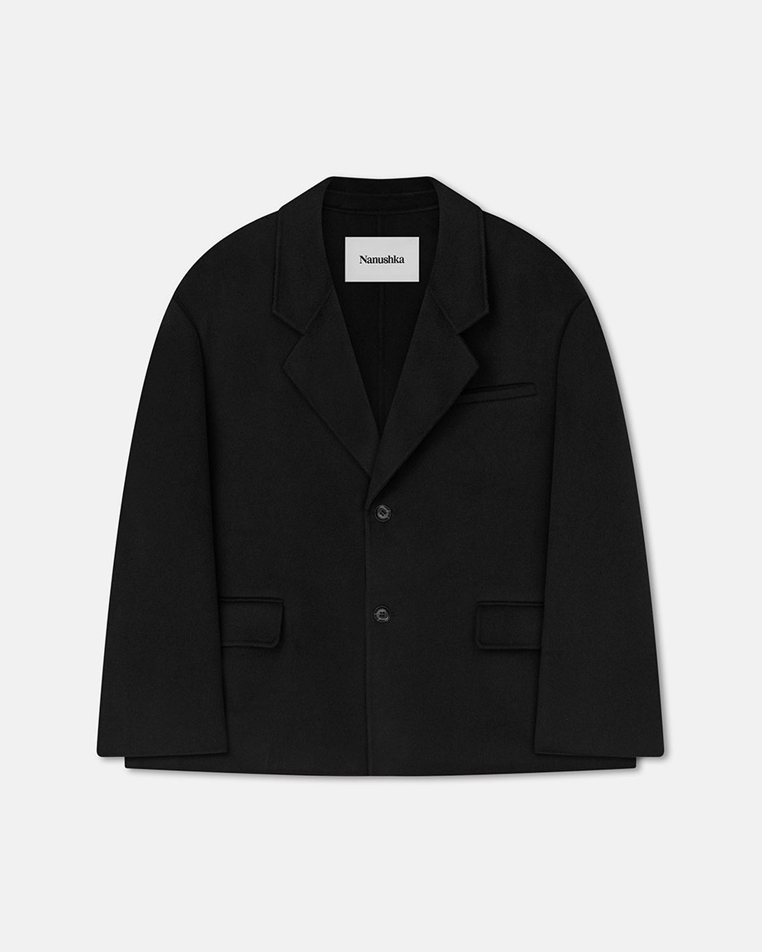 Double Wool And Silk Blend Boxy Blazer - 5