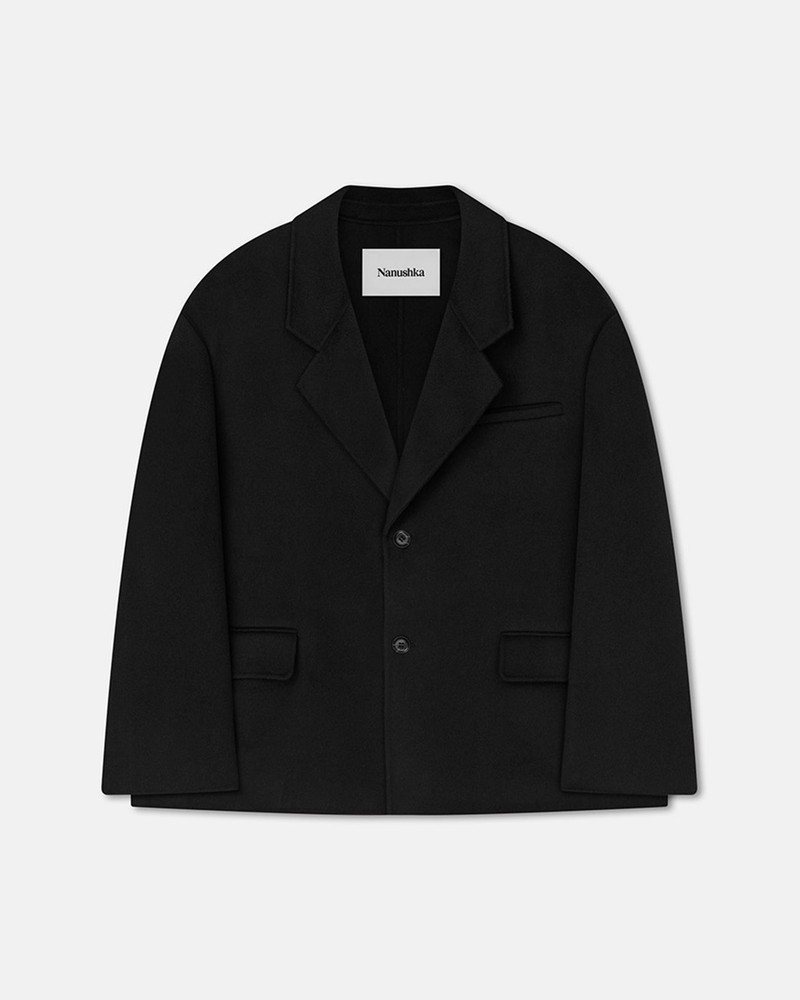 Double Wool And Silk Blend Boxy Blazer 5