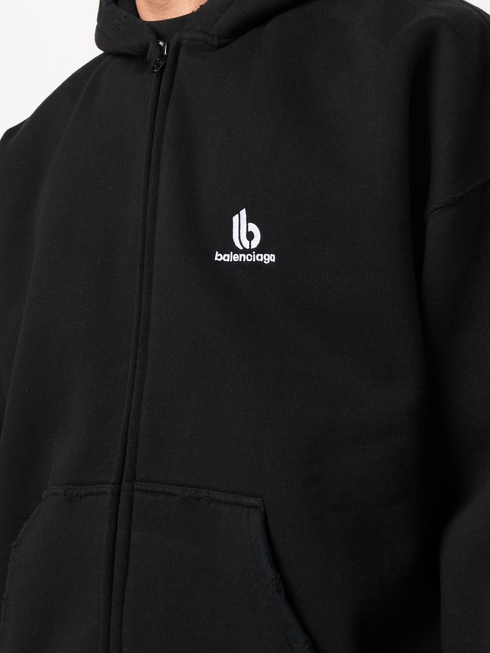 embroidered logo zipped hoodie - 6