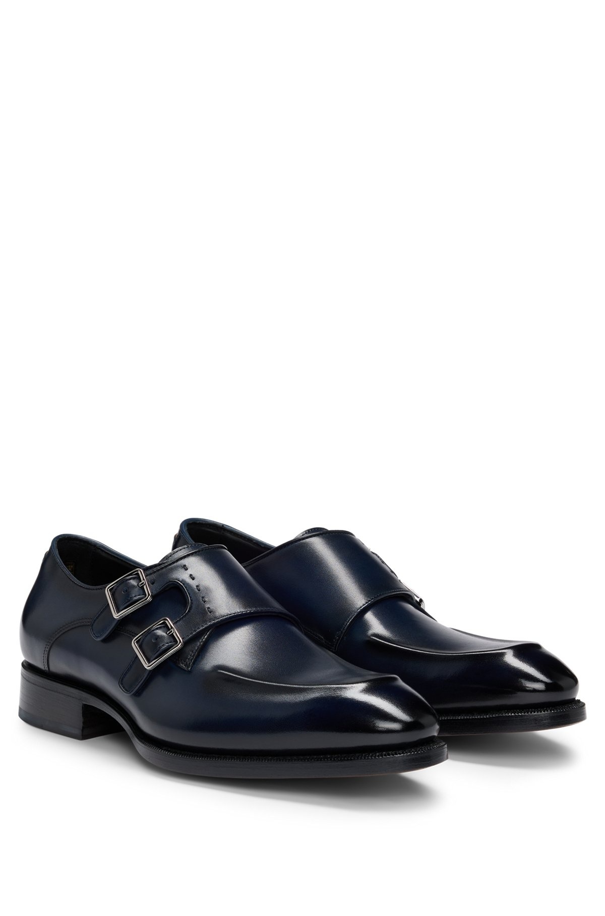 DOUBLE-STRAP MONK SHOES IN LEATHER WITH HEEL DETAIL - 2