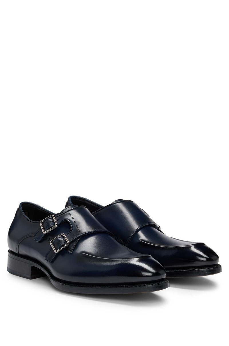 DOUBLE-STRAP MONK SHOES IN LEATHER WITH HEEL DETAIL 2