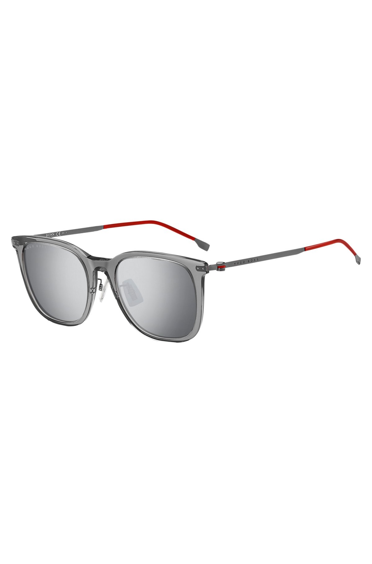 GRAY-ACETATE SUNGLASSES WITH RED ACCENTS - 1