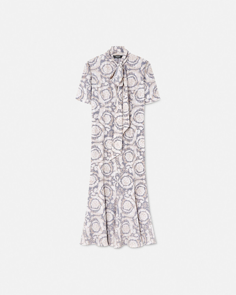 Barocco Lavallière Silk Crêpe Midi Dress - 1