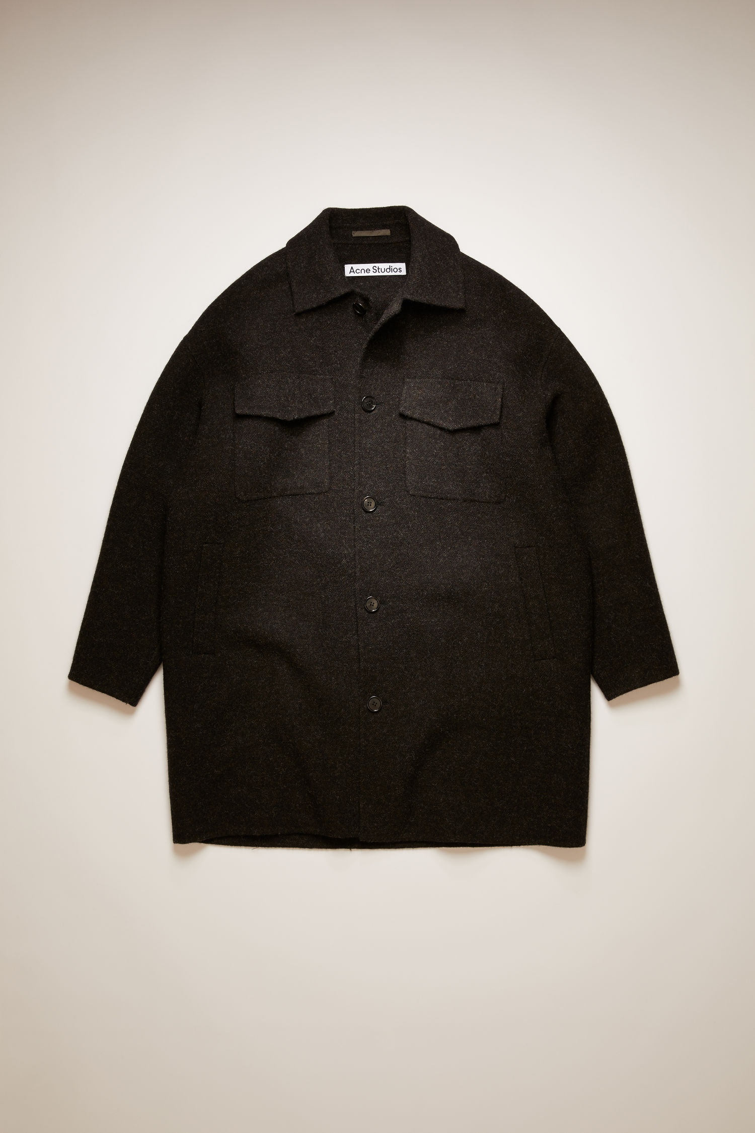 Melange wool overshirt anthracite/black - 1