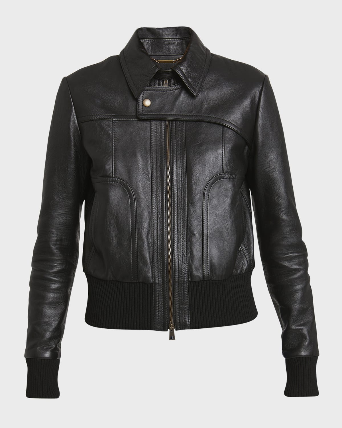 Chloe wool × leather riders jacket SEE BY CHLOÉ Cropped Wool-Paneled Leather Biker Jacket