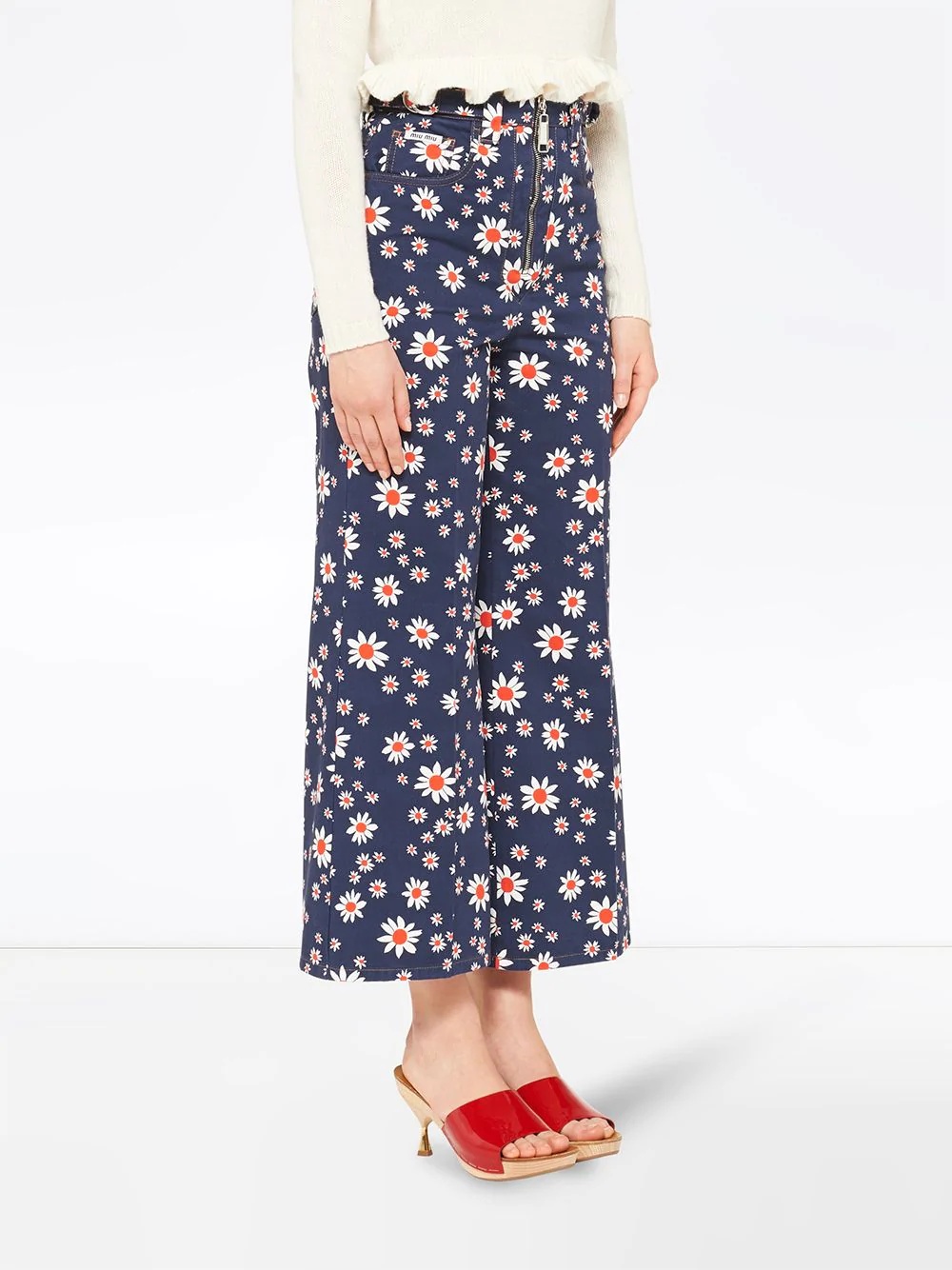 floral print flared trousers - 3