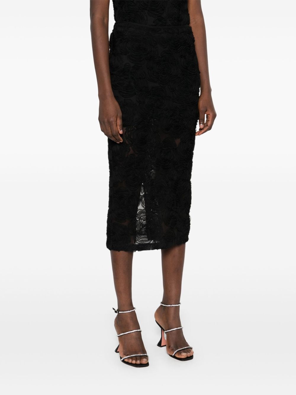 flower-mesh midi skirt - 3
