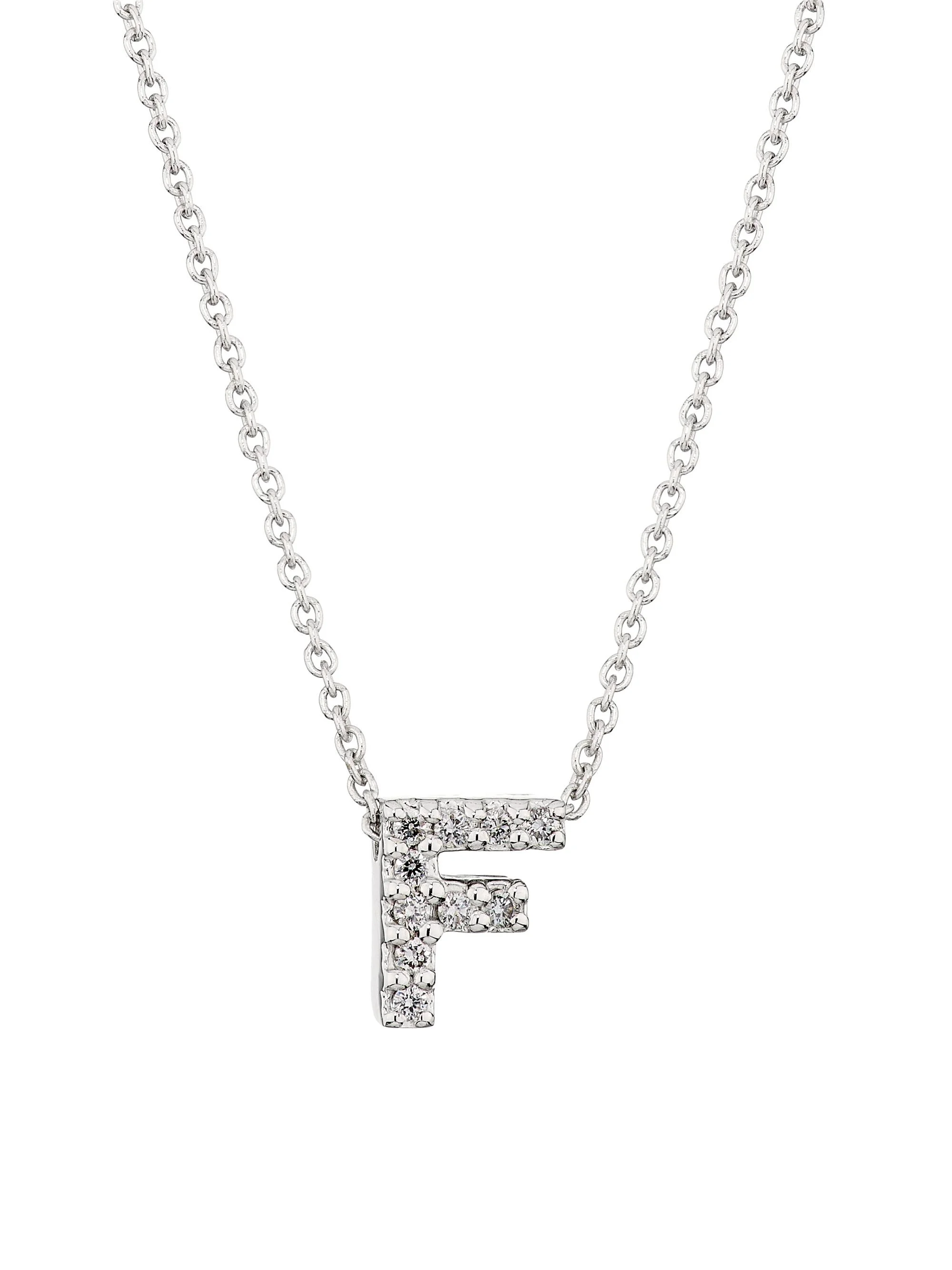 Women's Tiny Treasures 0.08 TCW Diamond & 18K White Gold Initial Necklace - Initial F - 1