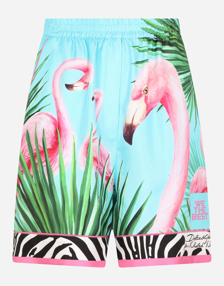 Flamingo-print twill Bermuda shorts - 3