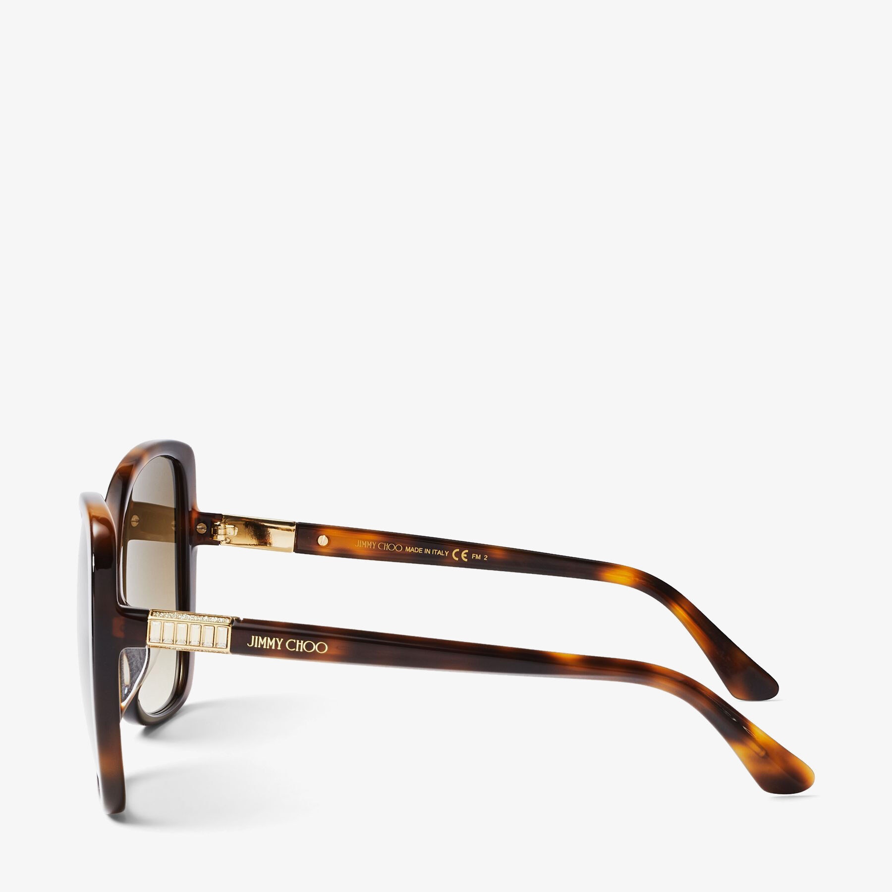Becky/F/S 60
Dark Havana Oversized Sunglasses with Swarovski Crystal Embellishment - 2