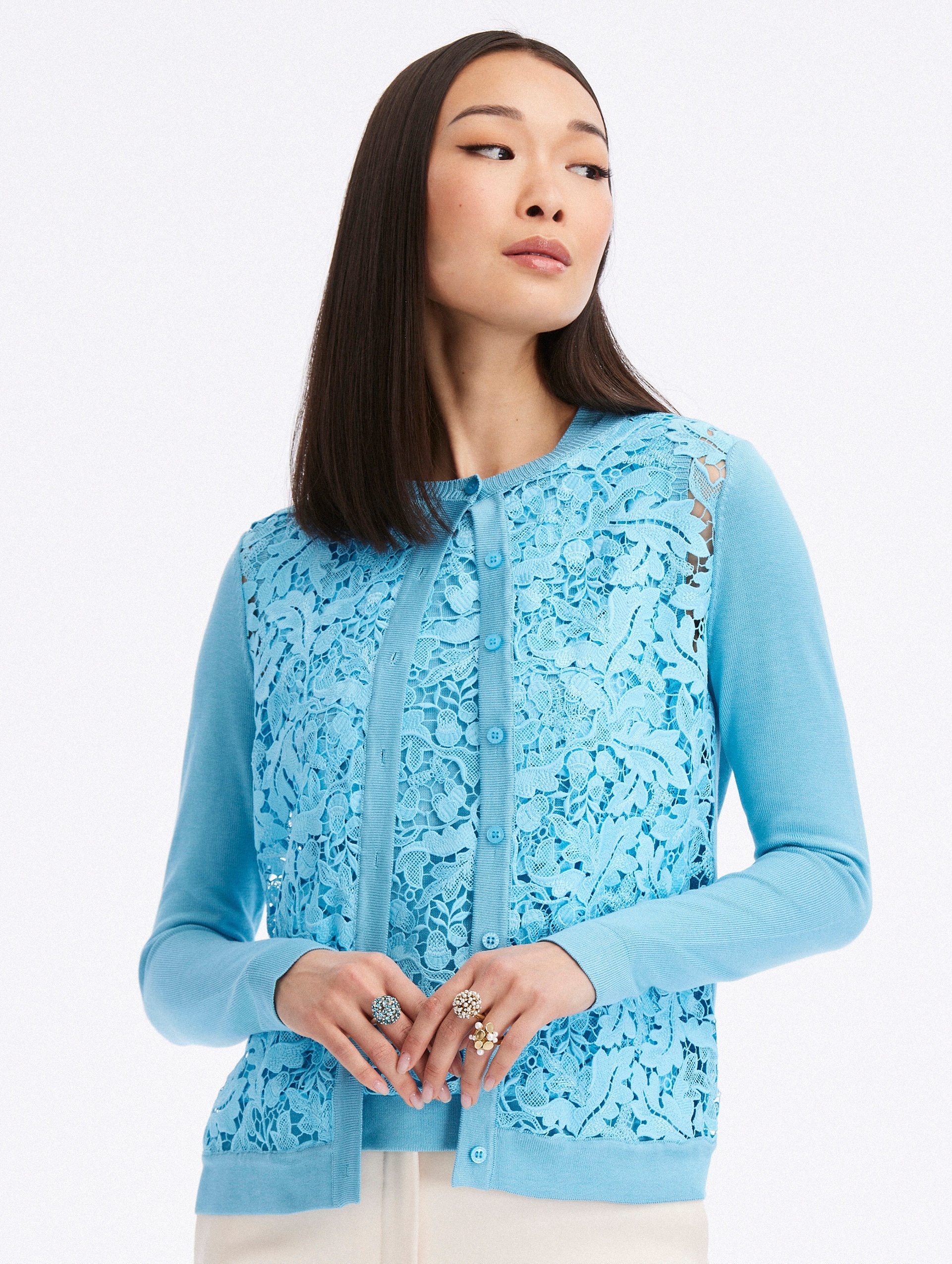 ACORN GUIPURE INSET CARDIGAN - 1