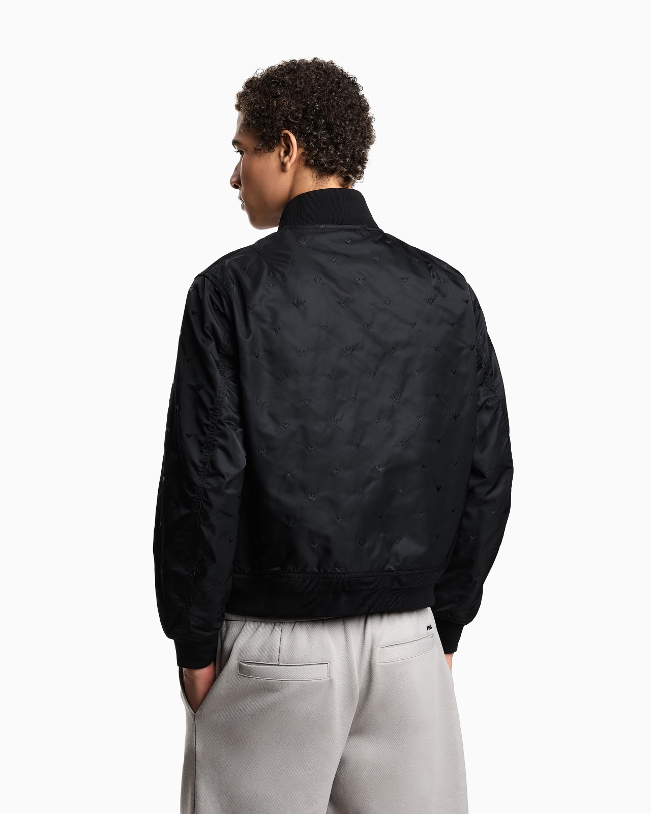 NYLON BLOUSON WITH ALL-OVER MICRO EAGLE EMBROIDERY - 3