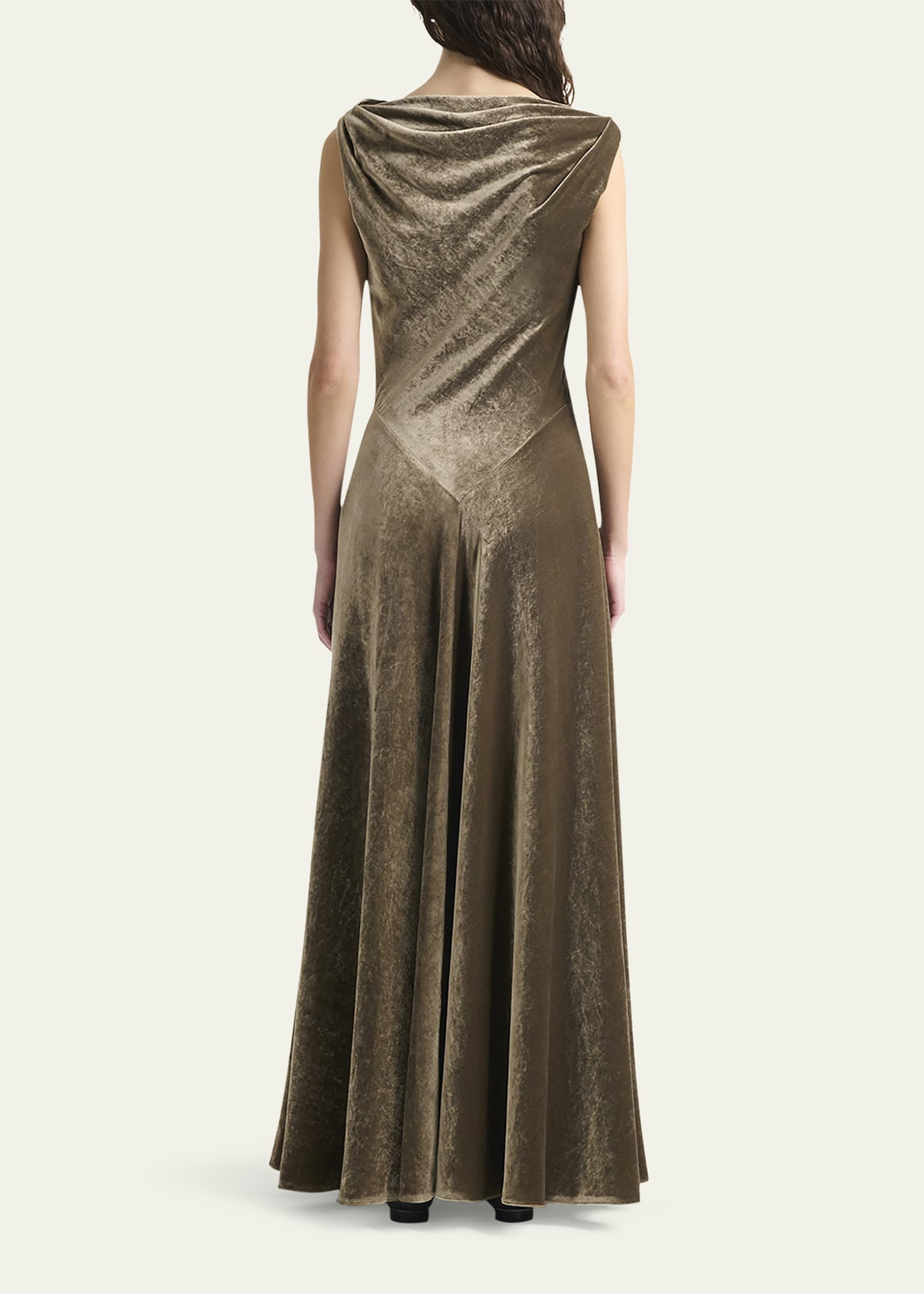 Drina Cowl-Neck Velvet Gown - 3