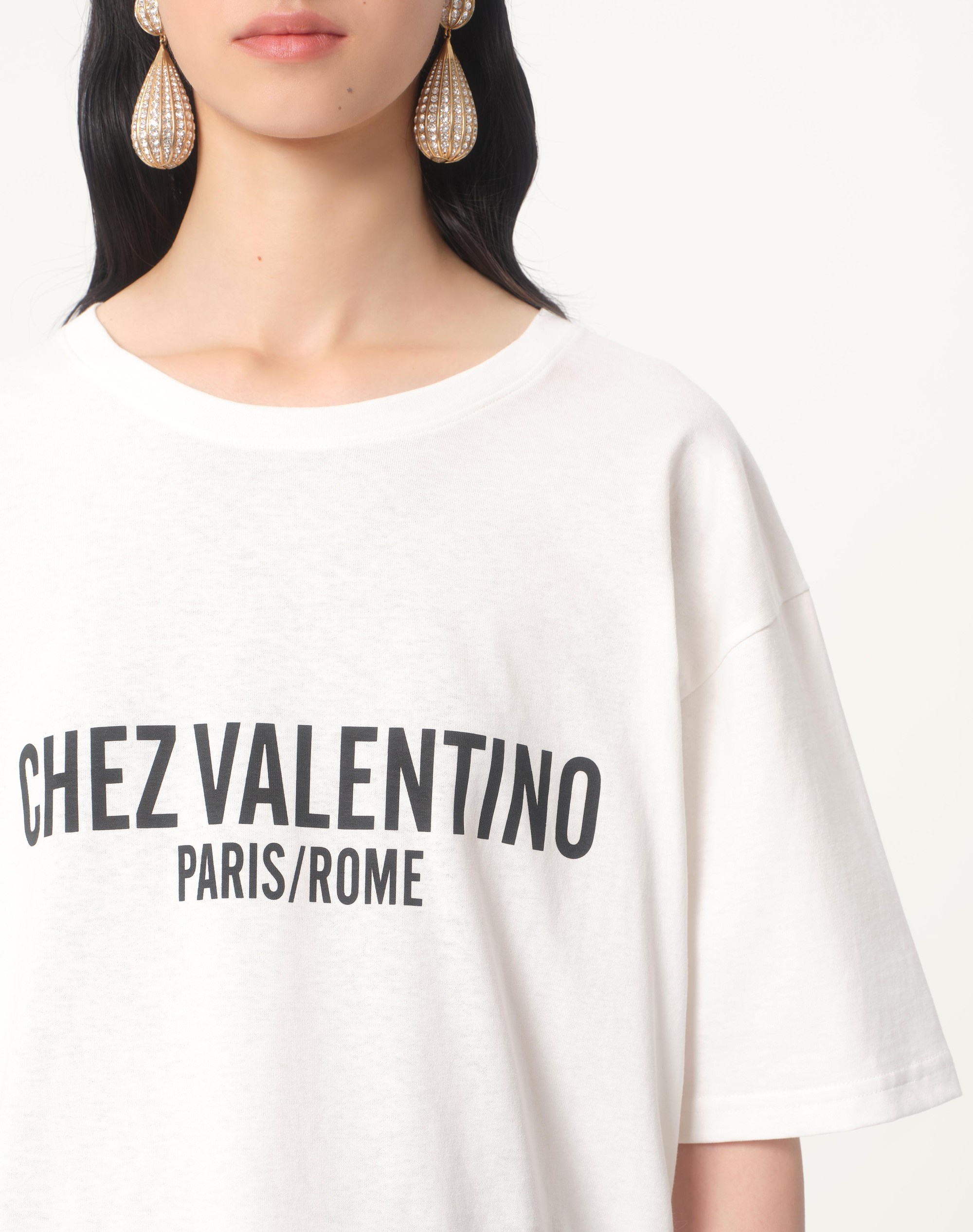 JERSEY COTTON T-SHIRT WITH CHEZ VALENTINO PRINT - 4