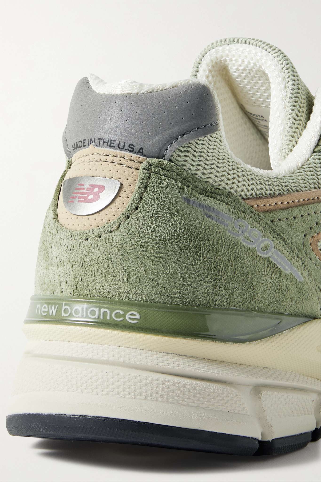 990v4 leather-trimmed suede and mesh sneakers - 4