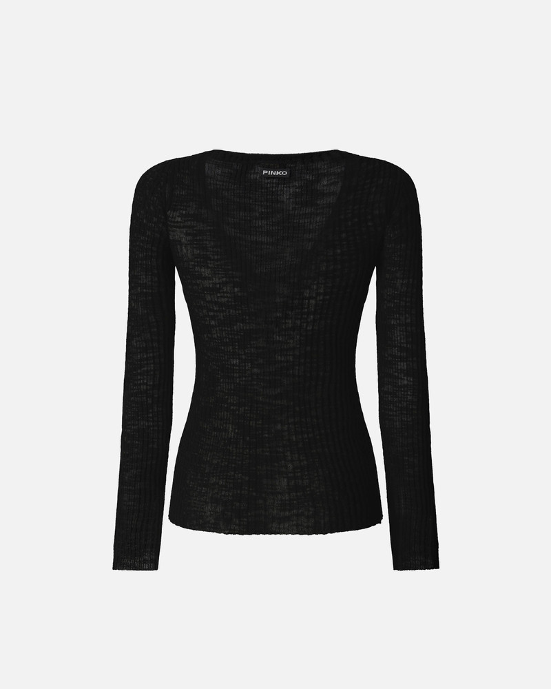 PINKO LIGHTWEIGHT RIBBED COTTON HENLEY SWEATER outlook