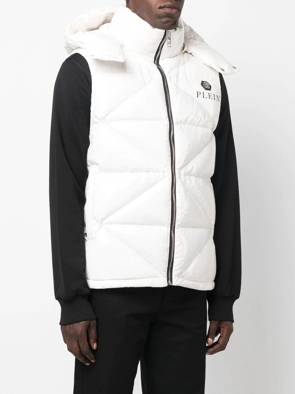 logo-print quilted gilet - 3