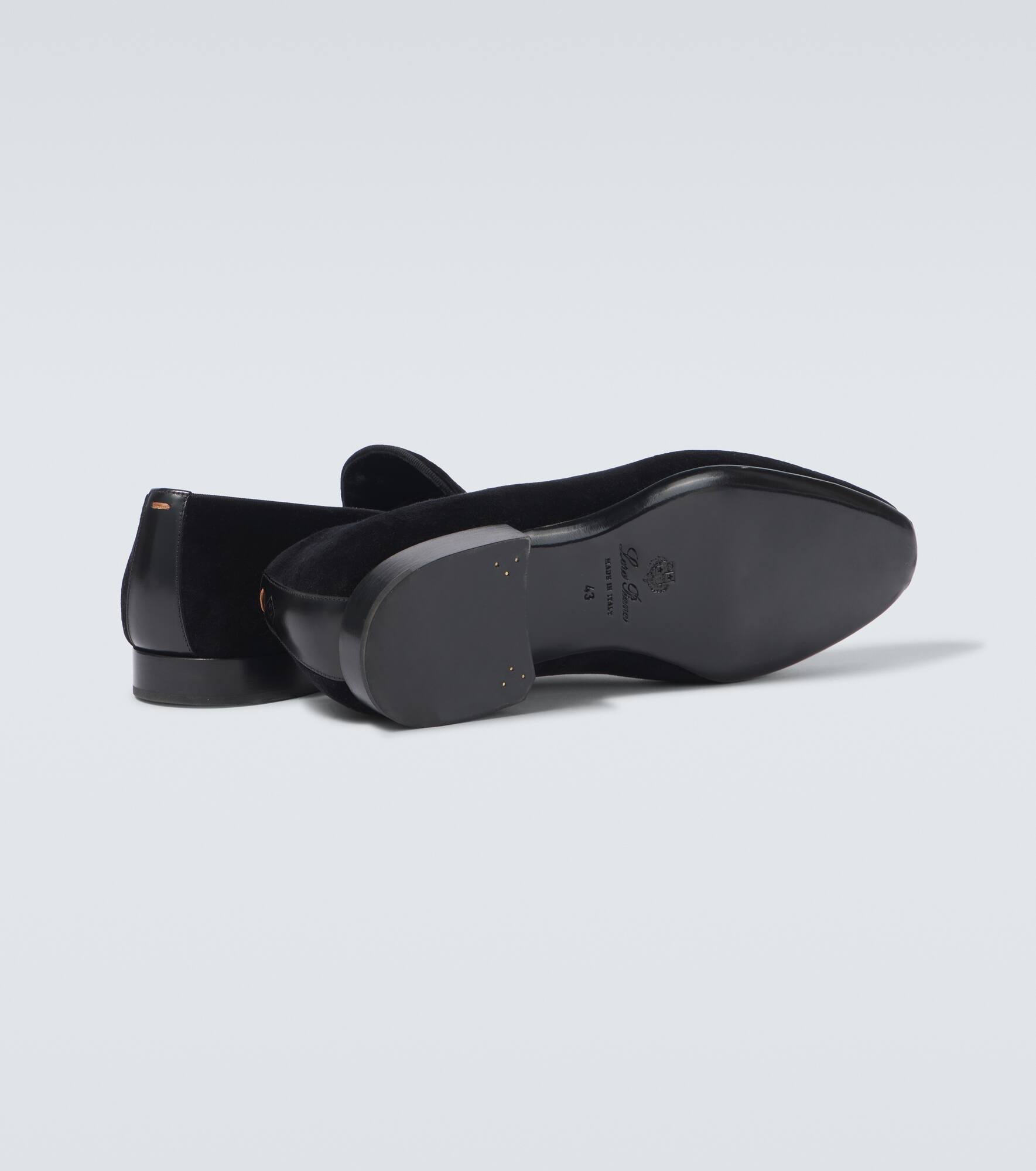 Leather-trimmed velvet loafers - 7