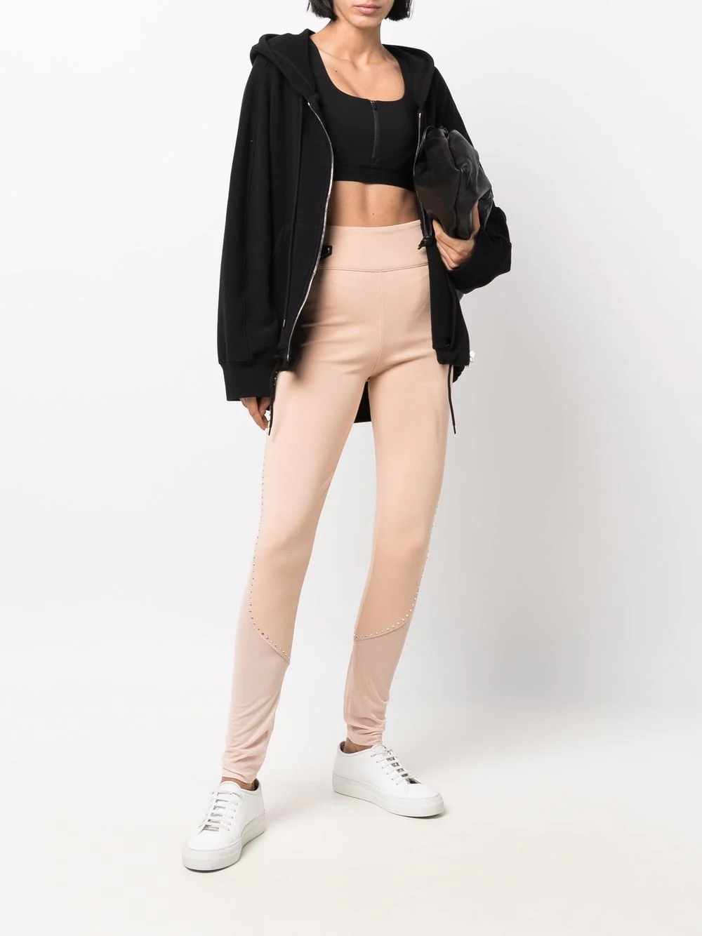 stud-detail sheer-paneling leggings - 2