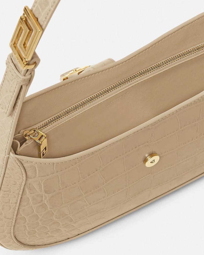 Croc-Effect Greca Goddess Hobo Bag 4