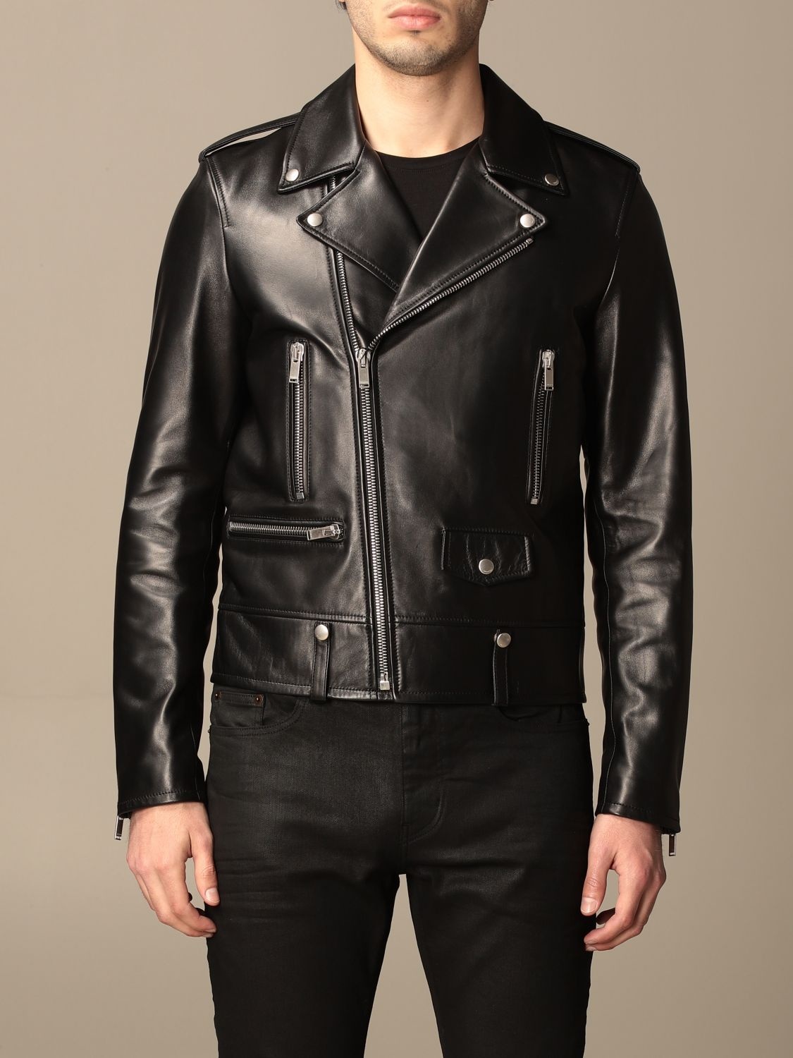 SAINT LAURENT Saint Laurent full zip leather jacket giglio
