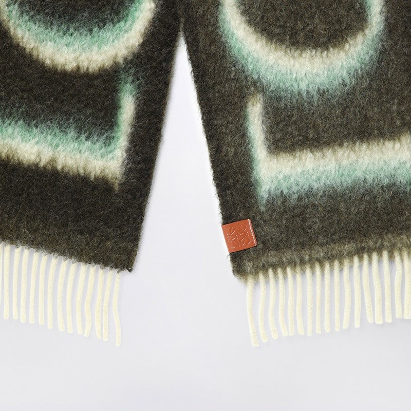 Loewe Green/White Wool And Mohair Scarf Women - 3