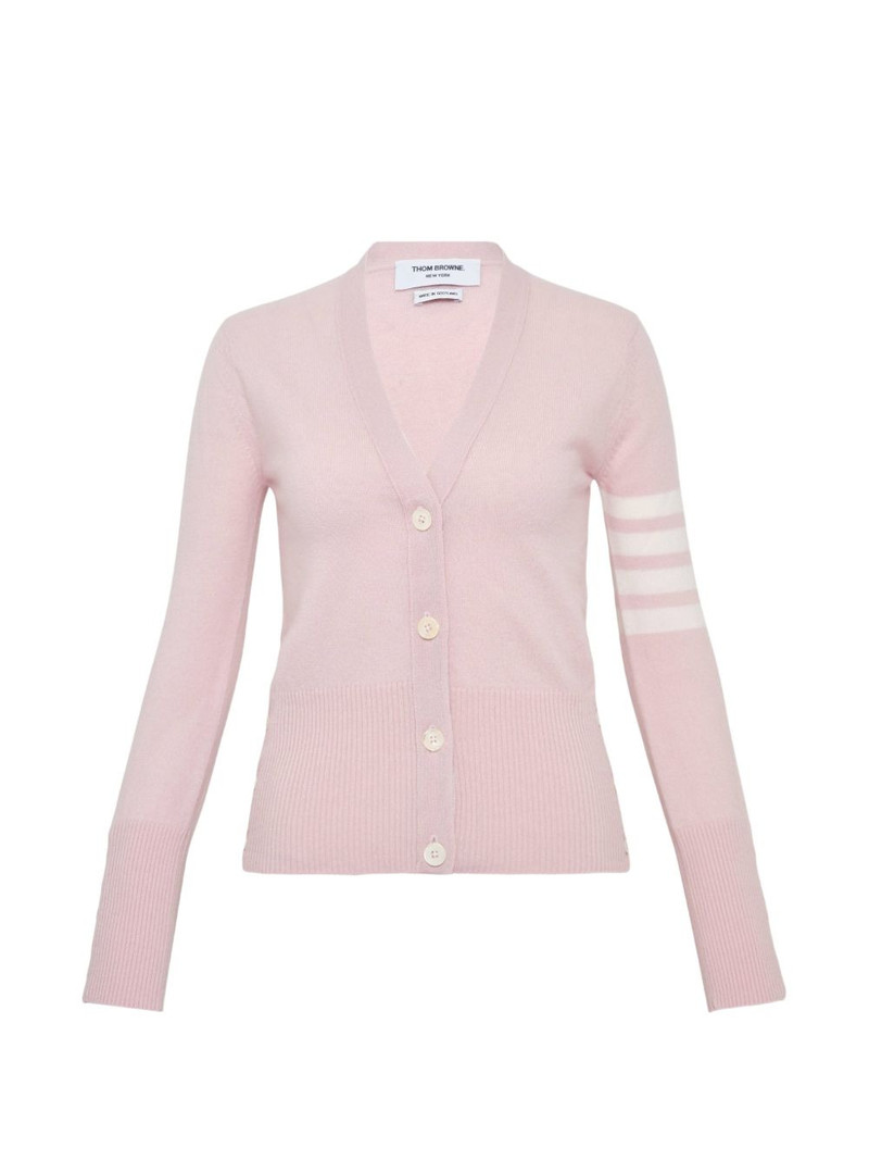 four-bar V-neck cardigan 1