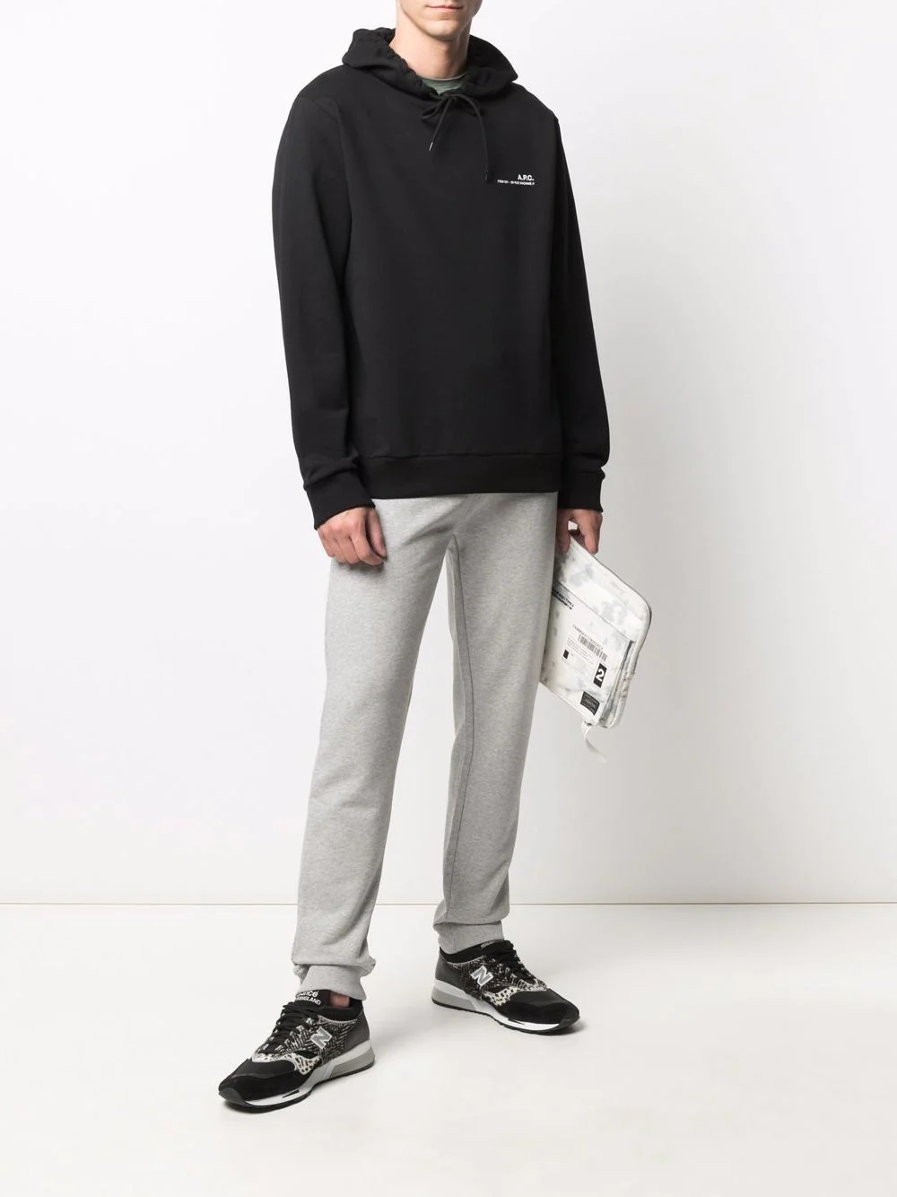 logo-print cotton drawstring hoodie - 2