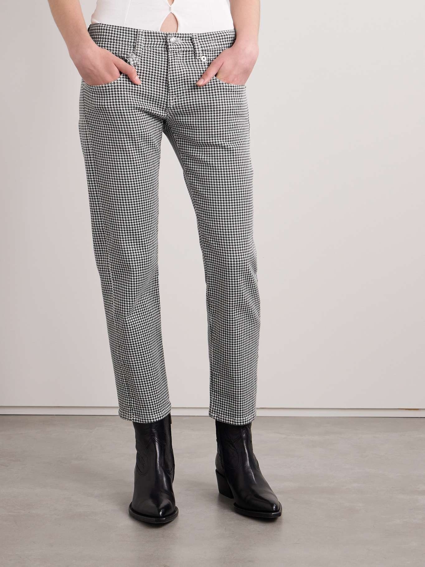 Boy cropped houndstooth low-rise slim-leg jeans - 3