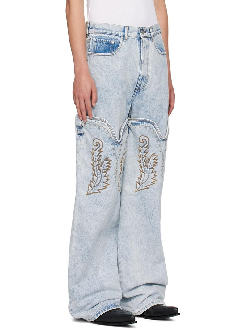Y/Project SSENSE Exclusive Blue Maxi Cowboy Cuff Jeans outlook