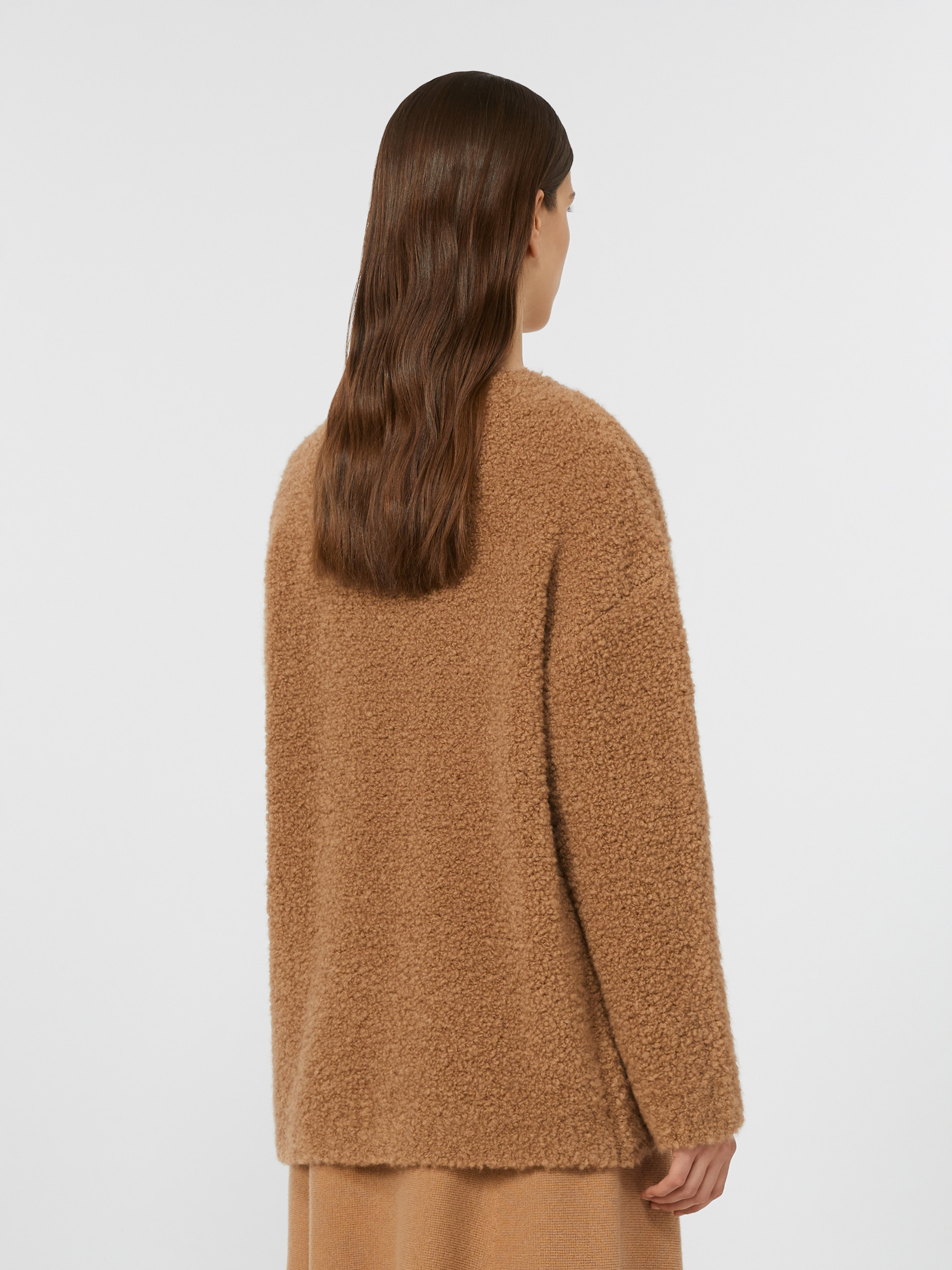 PANTERA Bouclé silk V-neck camel jumper - 4