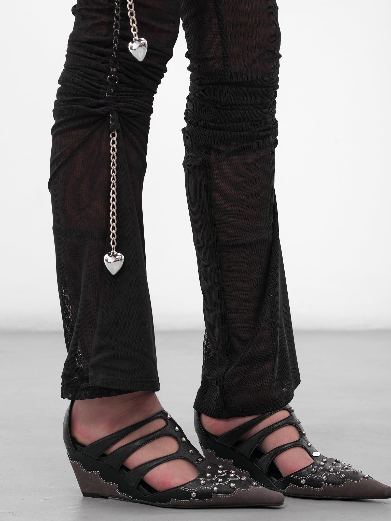 Black Sonicscape Mesh Flare Leggings - 4