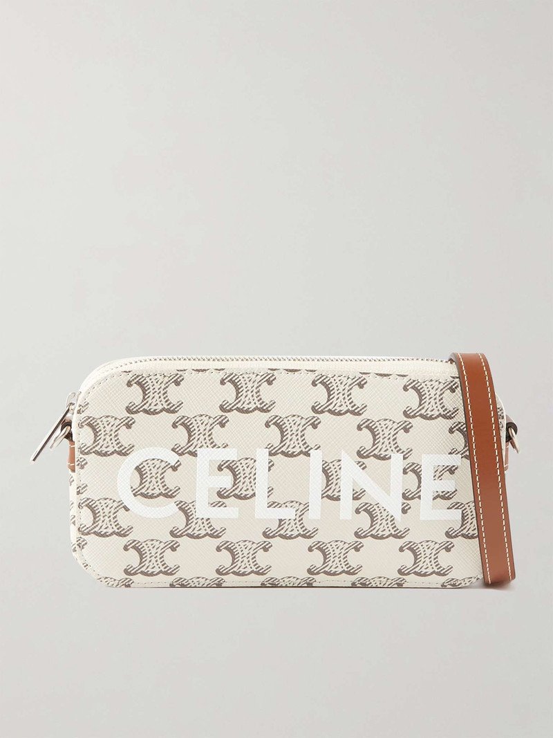 Small Triomphe Leather-Trimmed Logo-Print Coated-Canvas Messenger Bag 1