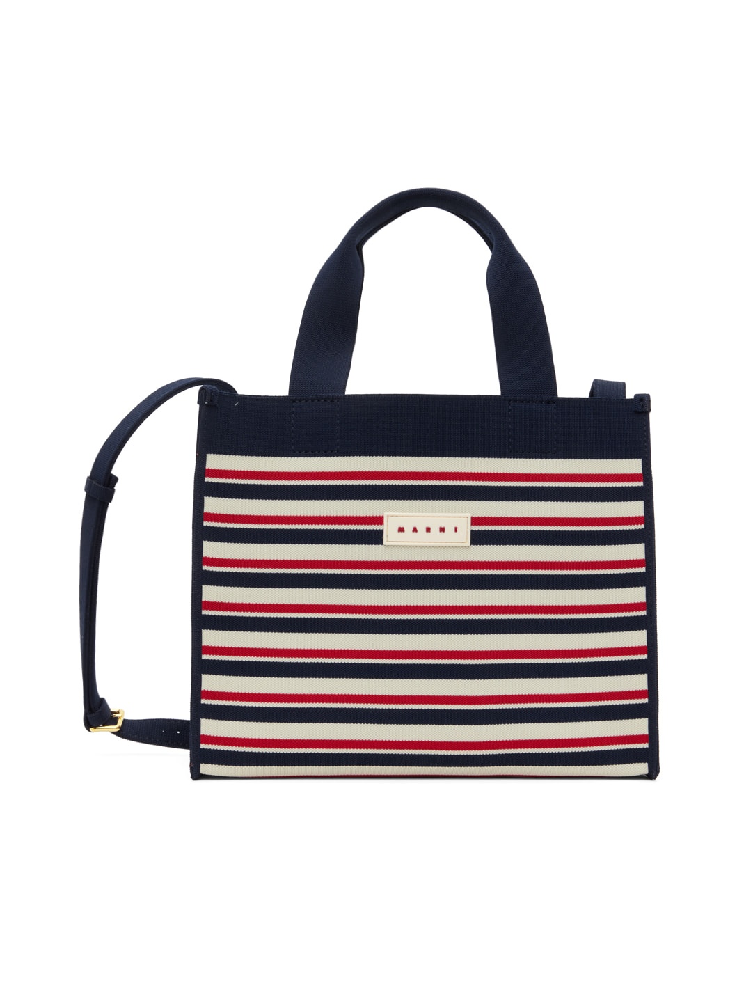 Navy & White Jacquard Shopper Tote - 1