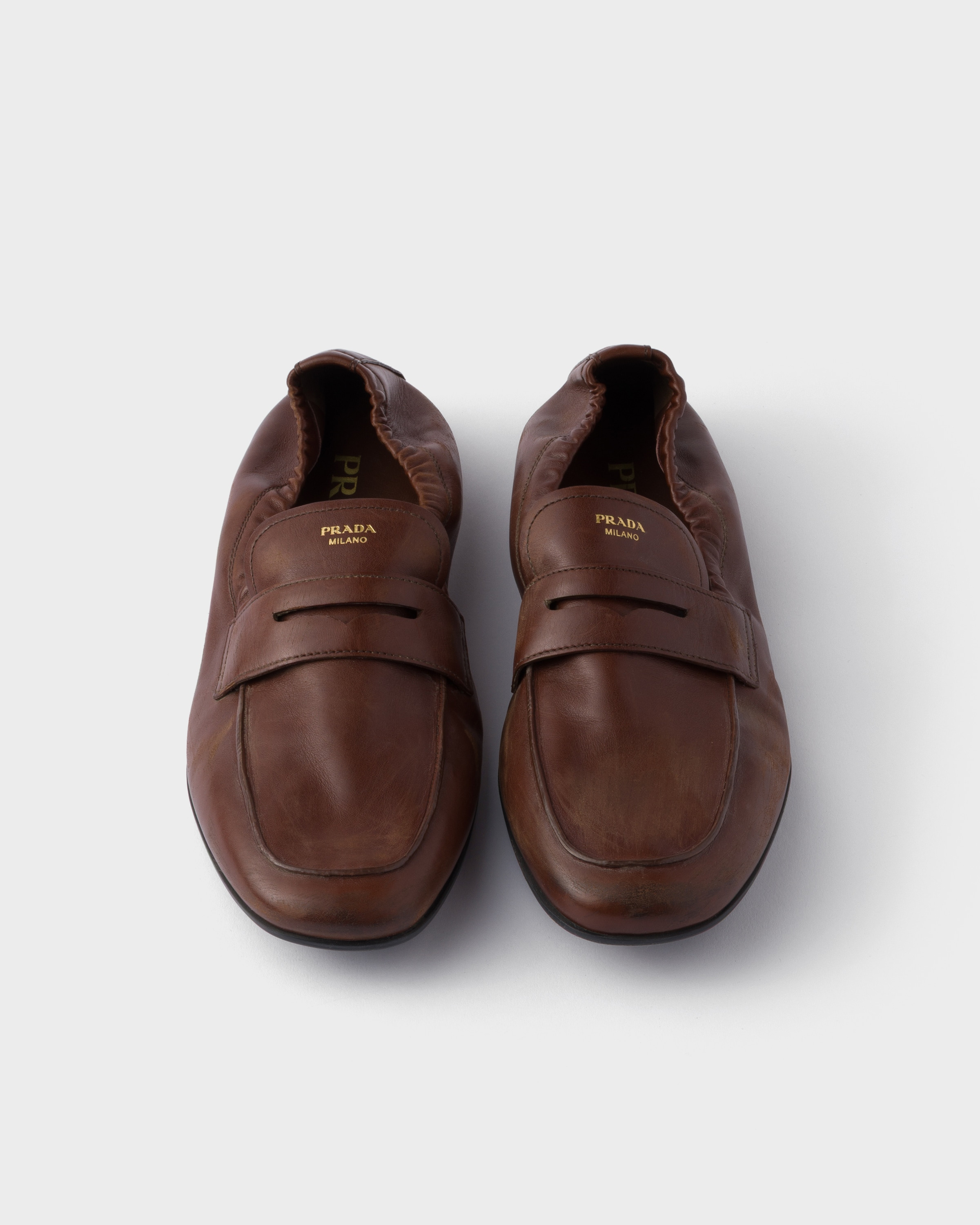 Shuffle antiqued leather loafers - 4
