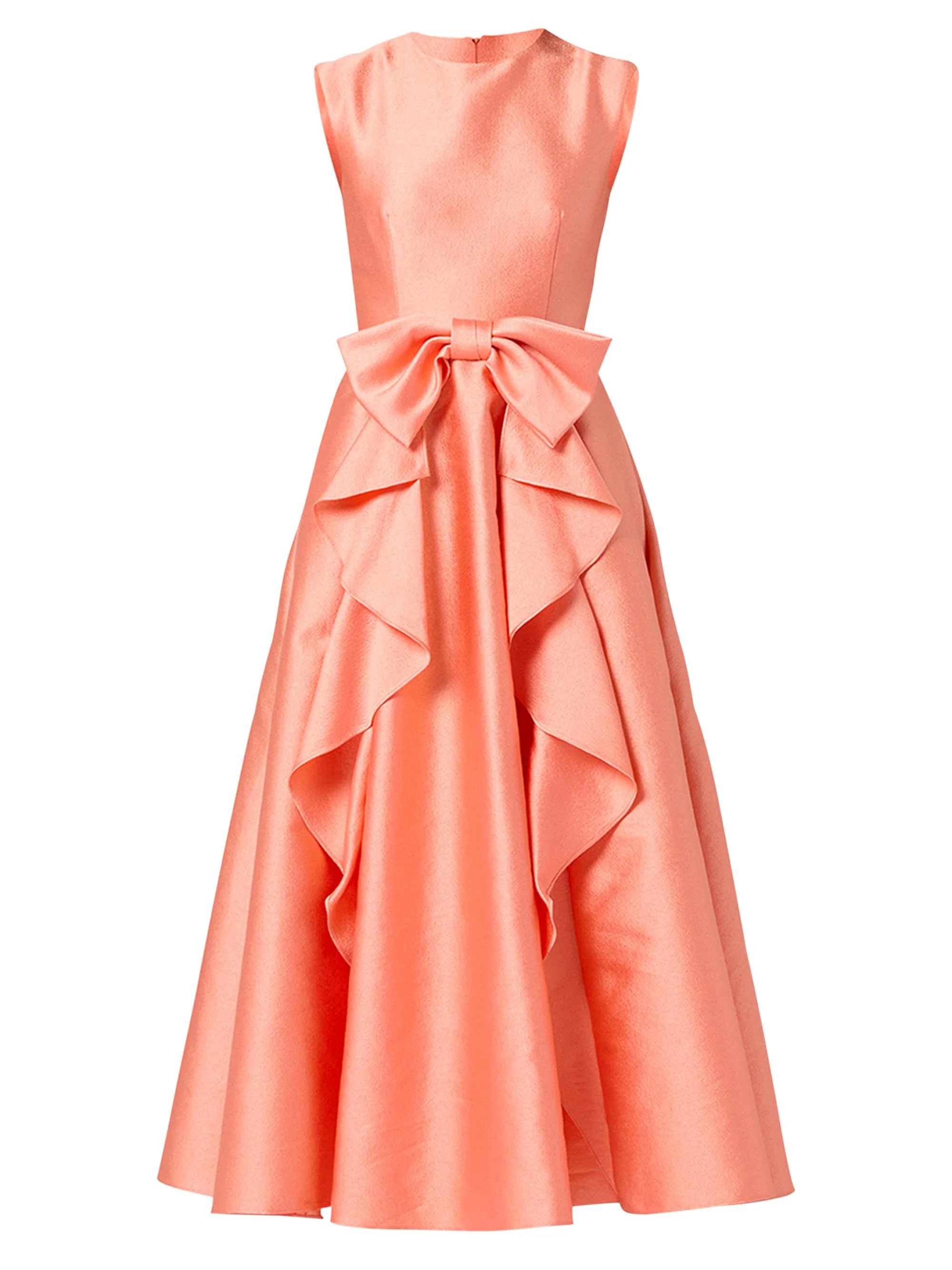 Women's Leo Textured Satin Bow Midi-Dress - Coral - 1