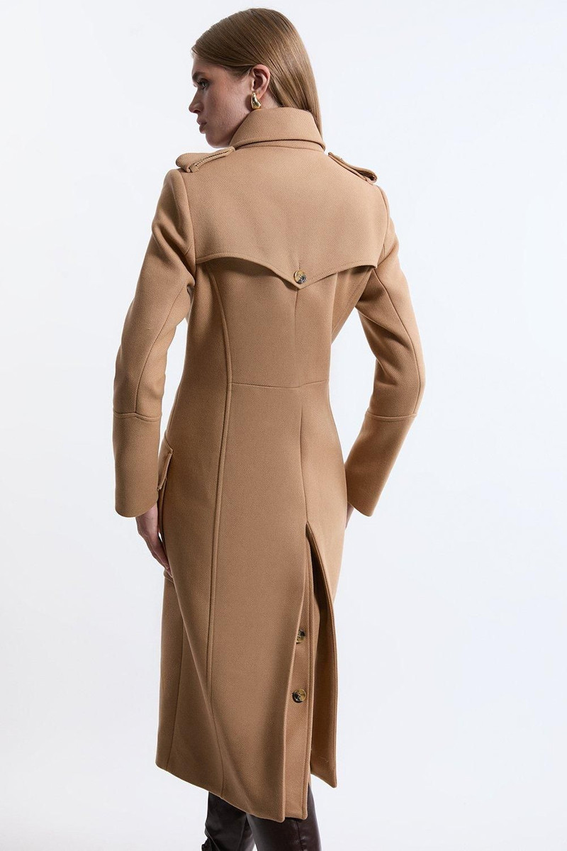 Premium Italian Manteco Wool Military Tailored Midi Coat 3