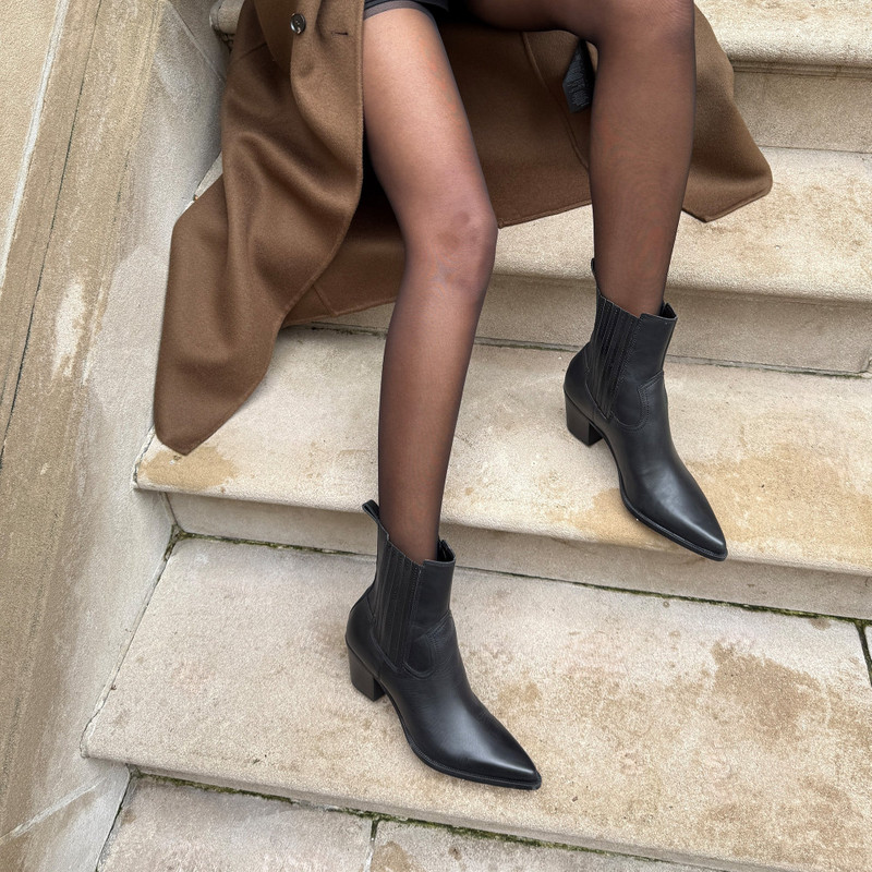 SLIM BOOTIES BLACK LEATHER 10