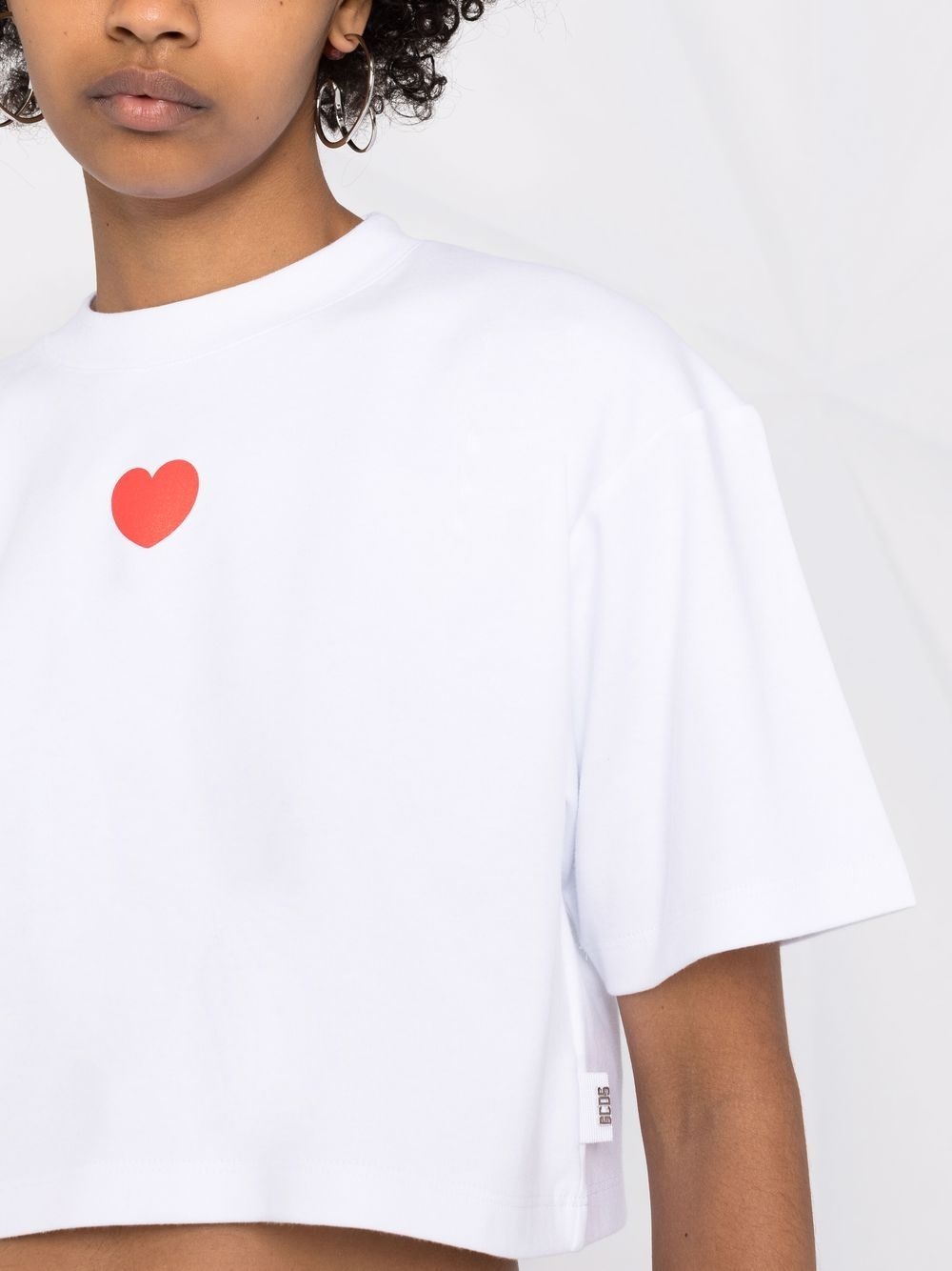 heart-print cropped T-shirt - 3