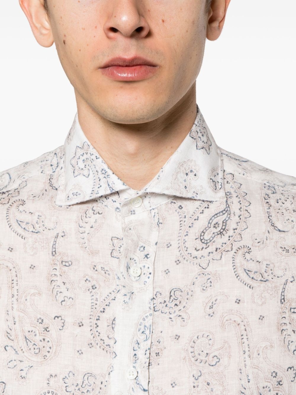 paisley-print linen shirt - 5