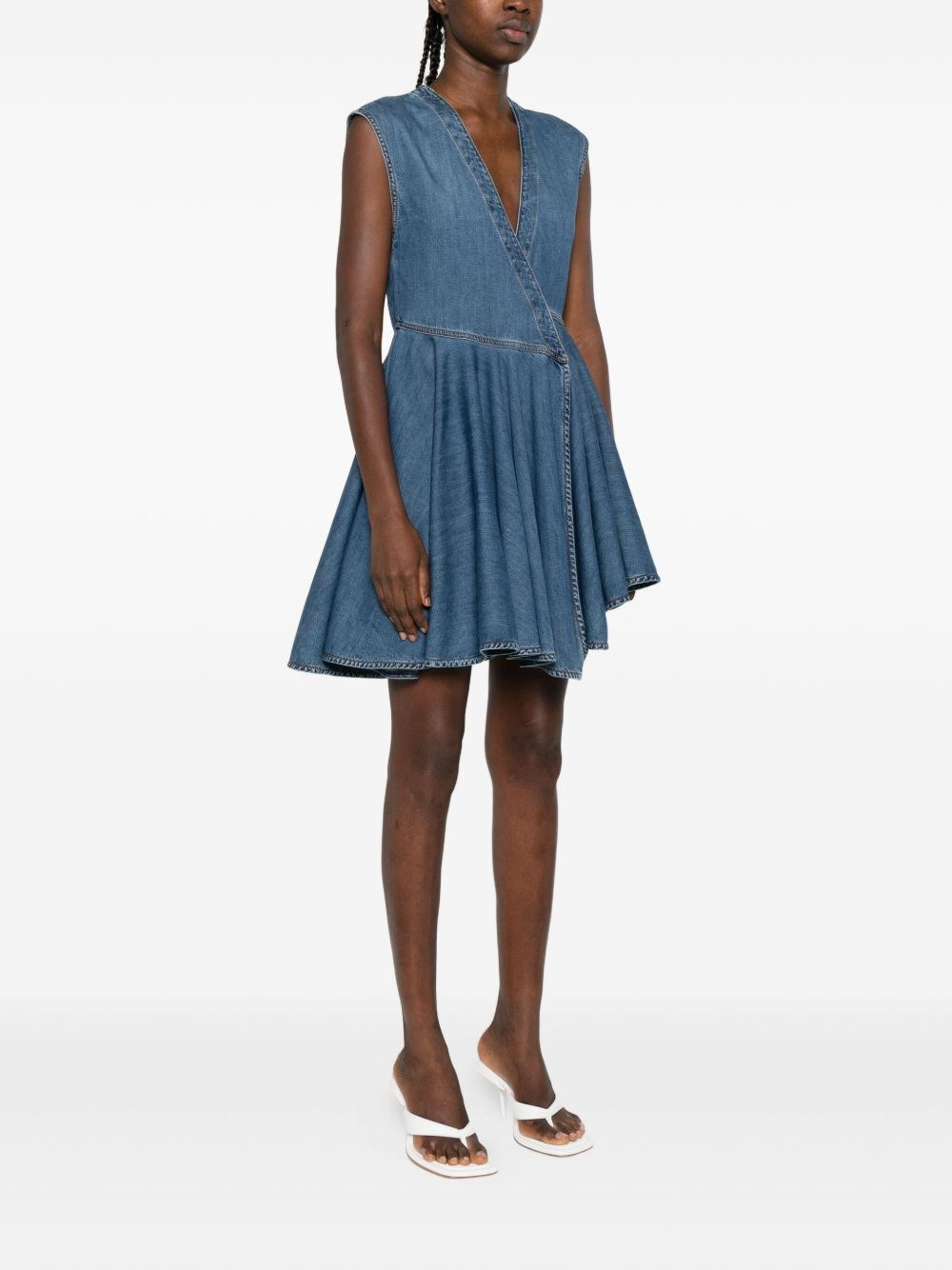 Denim wrap mini dress - 5